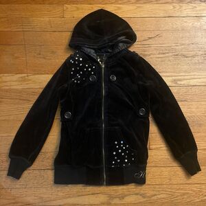 hannah montana velvet zip up with sequins and big star zipper kids small